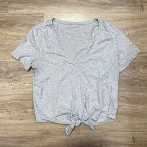 Lululemon Heather Grey Crop Tee with Tie
